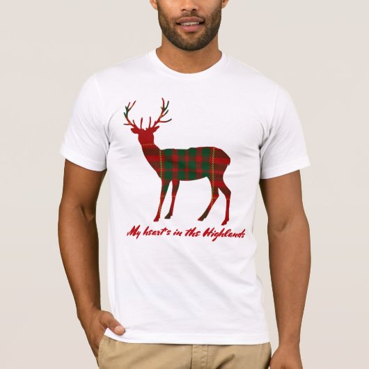 Robert Burns-Zitat-Clan-Camerontartan-Hirsch T-Shirt (Vorderseite)