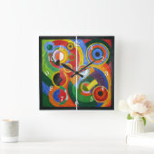Robert Delaunay: Rhythmus, buntes Gemälde Quadratische Wanduhr (Zuhause)