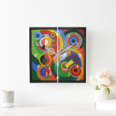 Robert Delaunay: Rhythmus, buntes Kunstwerk Quadratische Wanduhr (Zuhause)