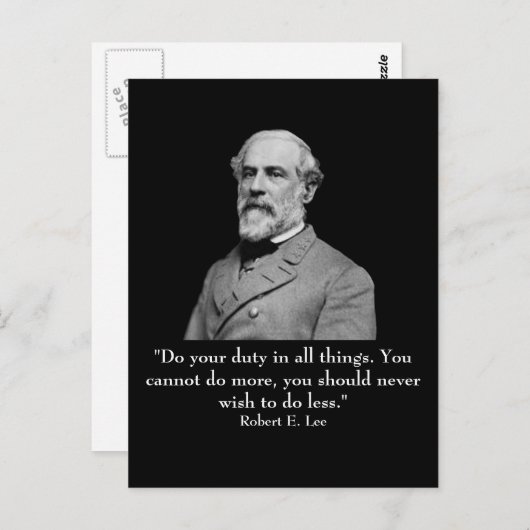 Robert E Lee und Zitat Postkarte (Vorne/Hinten)