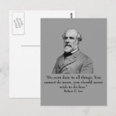 Robert E Lee und Zitat Postkarte (Vorne/Hinten)