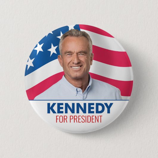 Robert F Kennedy JR 2024 - mit Flaggenhintergrund Button (Vorderseite)