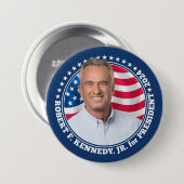 Robert F Kennedy JR RFK Foto und Fahne 2024 Button (Vorne & Hinten)