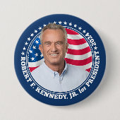 Robert F Kennedy JR RFK Foto und Fahne 2024 Button (Vorderseite)