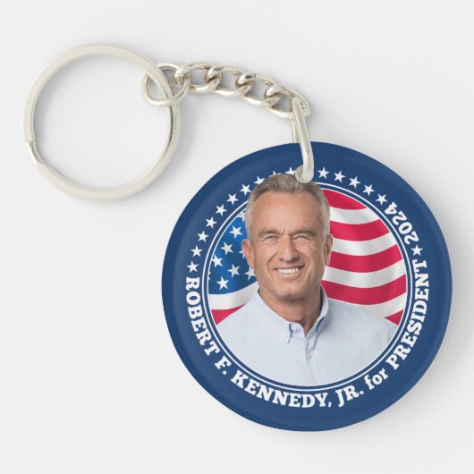 Robert F Kennedy JR RFK Foto und Fahne 2024 Schlüsselanhänger (Vorderseite)