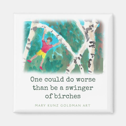 Robert Frost Gedicht Birches Hand-Illustriert Magnet (Vorne)