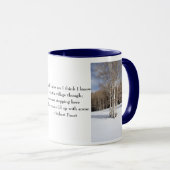 Robert Frost Gedicht, der von Woods Snowy Abend Tasse (VorderseiteRechts)