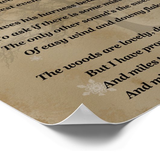 Robert Frost, Stoppby Woods Poster (Ecke)