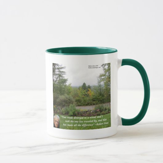 Robert Frost Wisdom Zitat "Road Lless Traveled" Tasse (Rechts)