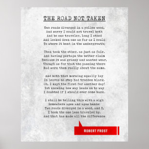 Robert Frost zitiert den Weg, den er nicht literar Poster