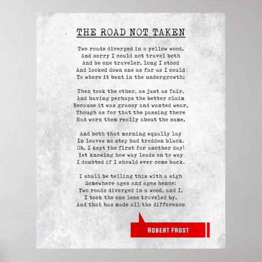 Robert Frost zitiert den Weg, den er nicht literar Poster (Vorne)