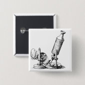 Robert Hookes Mikroskop Button (Vorne & Hinten)