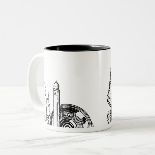 Robert Hookes Mikroskop Zweifarbige Tasse (Vorderseite Links)