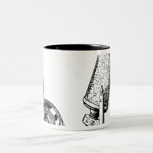 Robert Hookes Mikroskop Zweifarbige Tasse (Mittel)