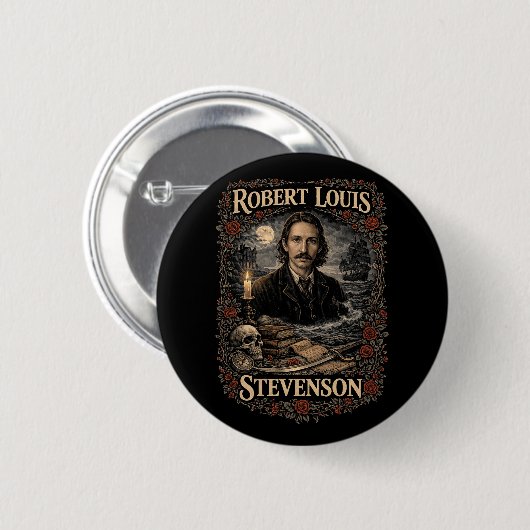 Robert Louis Stevenson Button (Vorne & Hinten)