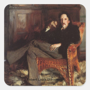 Robert Louis Stevenson Portrait Quadratischer Aufkleber