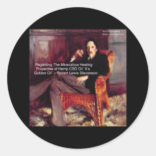 Robert Louis Stevenson & Quote CBD ist Goldenes Öl Runder Aufkleber