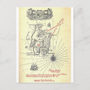 Robert Louis Stevensons Schatzinsel-Karte Postkarte