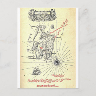 Robert Louis Stevensons Schatzinsel-Karte Postkarte