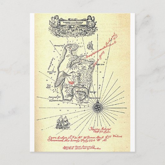 Robert Louis Stevensons Schatzinsel-Karte Postkarte (Vorderseite)