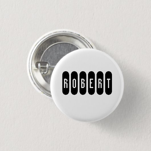 Robert Mens Name in Black n White, Button (Vorne & Hinten)