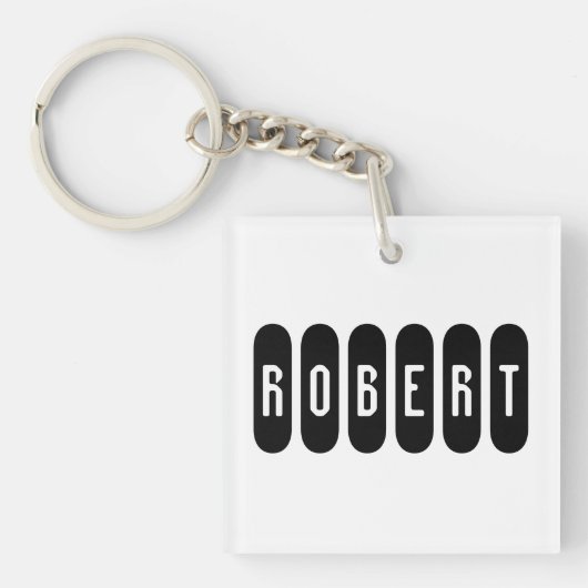 Robert Mens Name in Black n White, Schlüsselanhänger (Vorderseite)