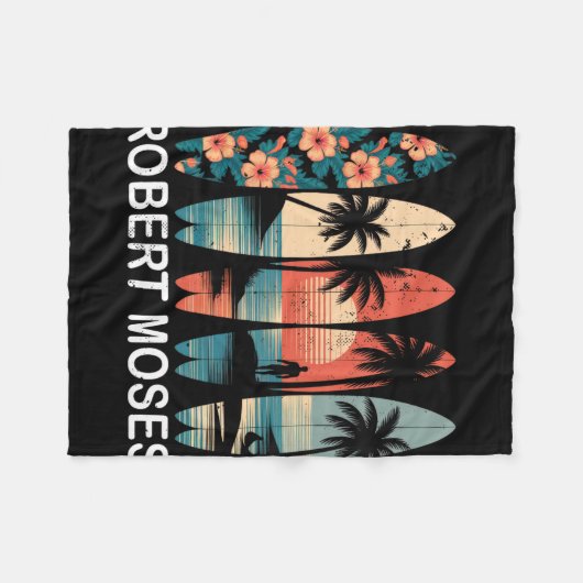 Robert Moses Surfboard Surfing Retro _1  Fleecedecke (Vorderseite (Horizontal))