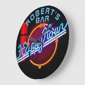 ROBERT - Name Neon Sign Bar Mancave Den Clock Fun Große Wanduhr (Winkel)