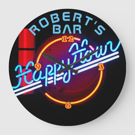 ROBERT - Name Neon Sign Bar Mancave Den Clock Fun Große Wanduhr (Vorderseite)