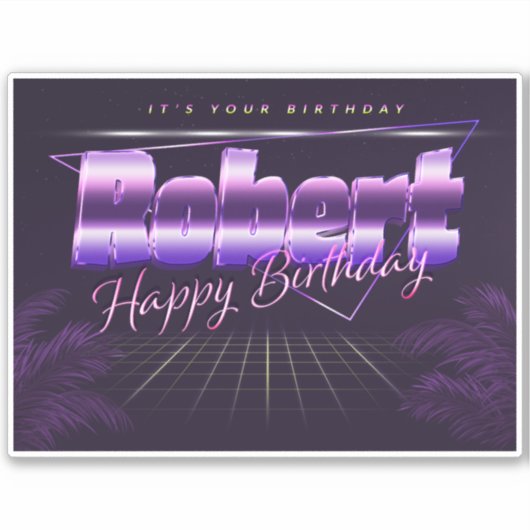 Robert Name Vorname lila retro Sticker Geburtstag (Vorderseite)