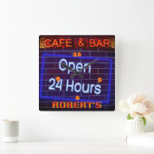 ROBERT - Neon Sign Bar Mancave Den Clock Fun Quadratische Wanduhr (Zuhause)