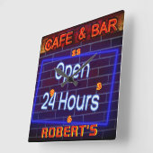 ROBERT - Neon Sign Bar Mancave Den Clock Fun Quadratische Wanduhr (Winkel)