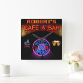 ROBERT - Neon Sign Bar Mancave Den Clock Fun Quadratische Wanduhr (Zuhause)