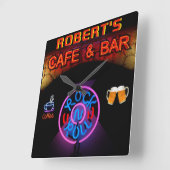 ROBERT - Neon Sign Bar Mancave Den Clock Fun Quadratische Wanduhr (Winkel)