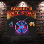 ROBERT - Neon Sign Bar Mancave Den Clock Fun Quadratische Wanduhr<br><div class="desc">Stilvolle lustige Bar,  Höhle,  Mancave Wanduhr für Mann namens ROBERT</div>