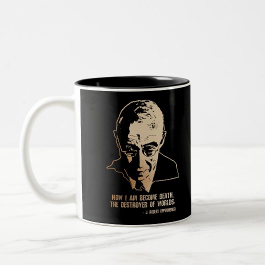 Robert Oppenheimer - Destroyer of Worlds Quote Zweifarbige Tasse (Links)