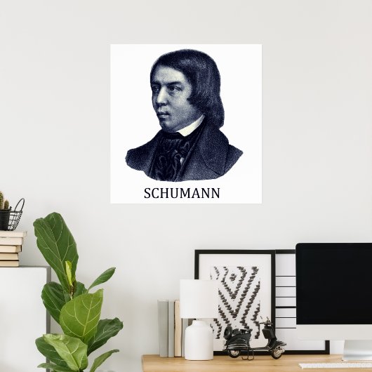 Robert Schumann, blau Poster (Heimbüro)