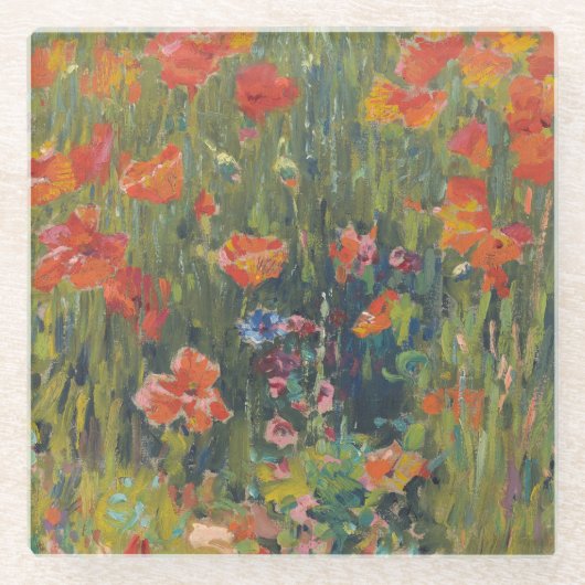 Robert Vonnoh Rote Mohnblumen 1888 Impressionistis Glasuntersetzer (Vorderseite)