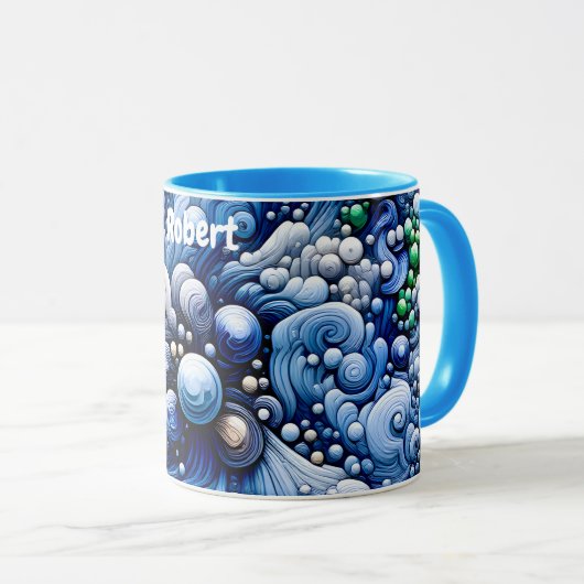 ROBERT ~ Zany Bubbles 3D ~ Blues ~ Tasse (VorderseiteRechts)
