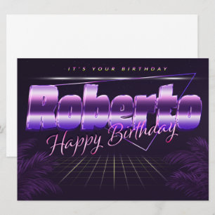 Roberto Name Vorname lila retro Karte Geburtstag