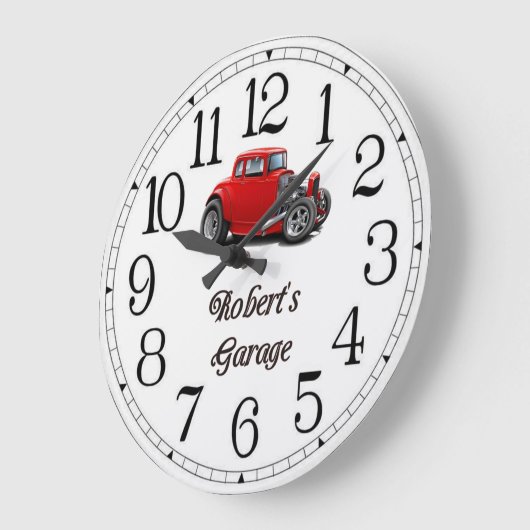 Robert's Frisierte Auto Garage Große Wanduhr (Winkel)