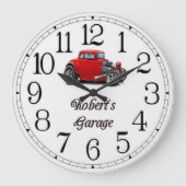 Robert's Frisierte Auto Garage Große Wanduhr (Vorderseite)