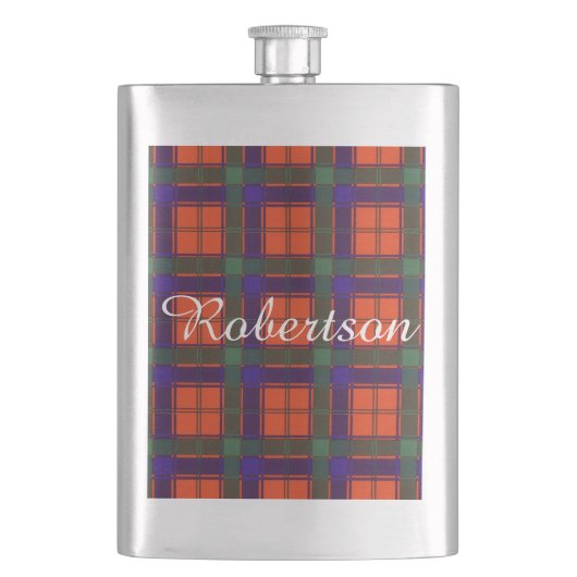 Robertson-Clan karierter schottischer Tartan Flachmann (Vorderseite)