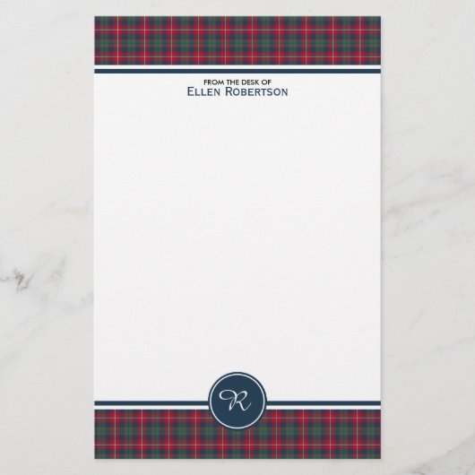Robertson Clan Tartan Scottish Kariert Monogram Briefpapier (Vorderseite)