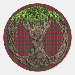 Robertson-Clan-Tartan und keltischer Baum des Lebe Runder Aufkleber