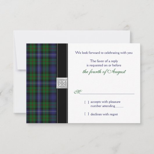 Robertson Hunting Tartan Celtic Wedding RSVP (Vorderseite)