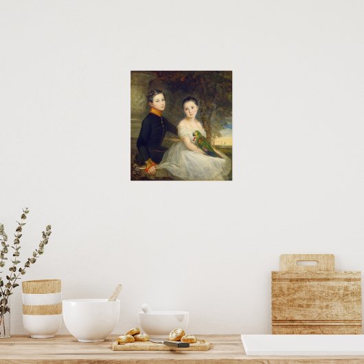 Robertson - Kinder mit Papagei Poster (Küche)
