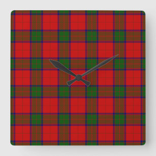 Robertson tartan red green plaid quadratische wanduhr