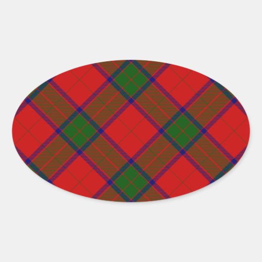 Robertson tartan rot kariert ovaler aufkleber (Vorderseite)