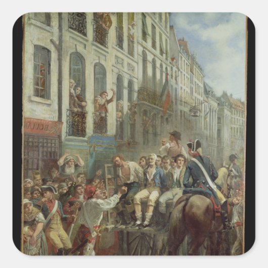 Robespierre und Saint-Just Quadratischer Aufkleber (Vorderseite)